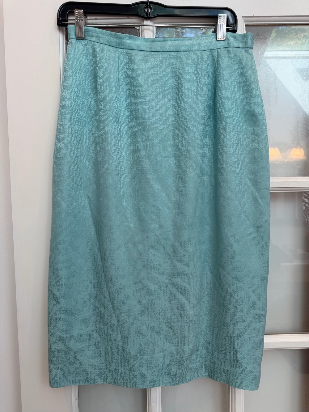 Vintage Adrianna Papell Y2K 100% Silk Elegant Teal A-Line Women's Skirt Size 8